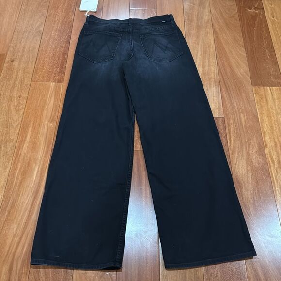 NWT MOTHER Women's The Spinner Zip Sneak Wide Leg Jeans In Magic Black Size 28 - Picture 5 of 16